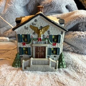 Charming Holiday House with Gold and Green Accents